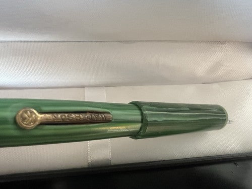 🔴 WATERSON penna stilografica celluloide verde a leva funziona e SCRIVE vintage