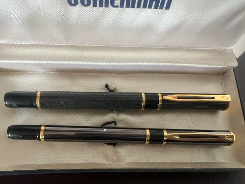 🔴 WATERMAN penna stilografica Laureat lacca GRIGIA pennino F sfera CANNA FUCILE