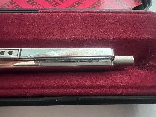 🔴 PAPERMATE penna sfera nera cromata scrive con scatola vintage mai usata