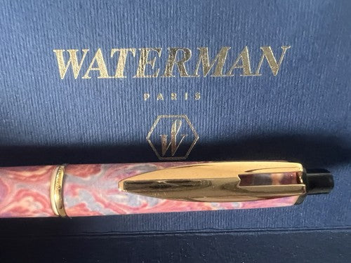 Waterman Stylo-Plume Sphère Reflex Rose Avec Décor Profils Doré Écrit Vintage