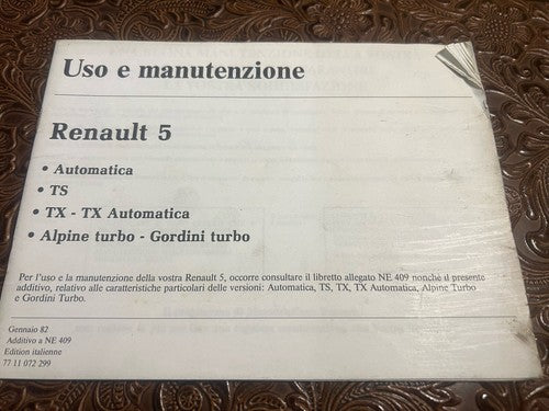 Renault 5 Alpine Anleitung Auto Nutzung und Haltung Gordini Original 4 Stücke 