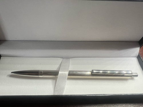 Stylo-Plume Sphère Argent Massif 925 Guillocchè-Mechanismus Bouton Écrit 13 