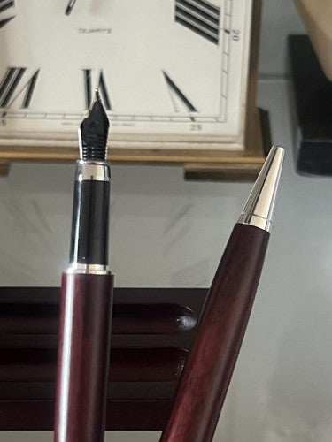 🔴 DODOR penna stilografica legno e sfera laminate argento IRIDIUM POINT GERMANY