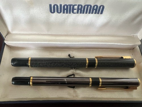🔴 WATERMAN penna stilografica Laureat lacca GRIGIA pennino F sfera CANNA FUCILE