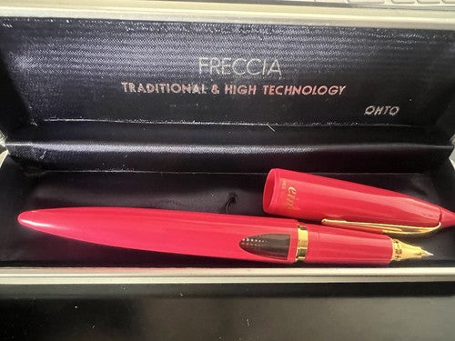 🔴 OHTO penna sfera roller EINS CFR 10 rosa profili dorati scrive con custodia