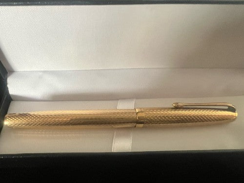 🔴 Penna sfera placcata ORO corpo cesellato guillocchè scrive vintage