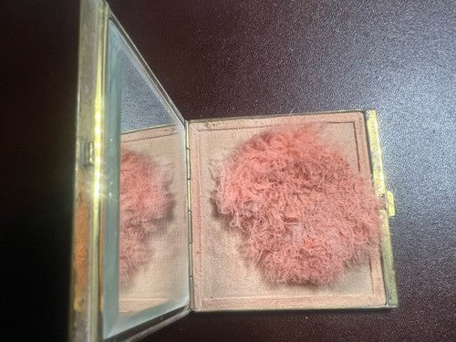 🔴 Porta cipria PESCI pesciolini laminato con piumino specchio vintage