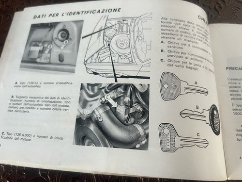 Fiat 128 Booklet Car Use Maintenance Italian Original Vintage