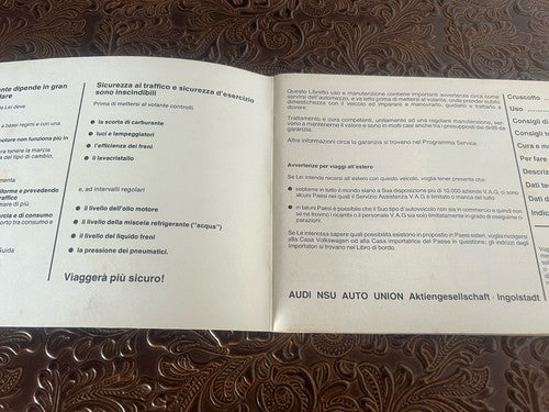 AUDI 80 Booklet Car Use Maintenance Italian Original Vintage