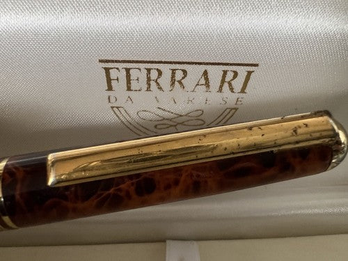 🔴 FERRARI penna stilografica lacca effetto legno pennino iridium M a cartuccia