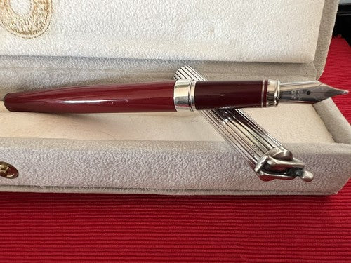 Ottaviani Stylo-Plume Stylo à Plume Argent Massif 925 Laque Sculpture Homme