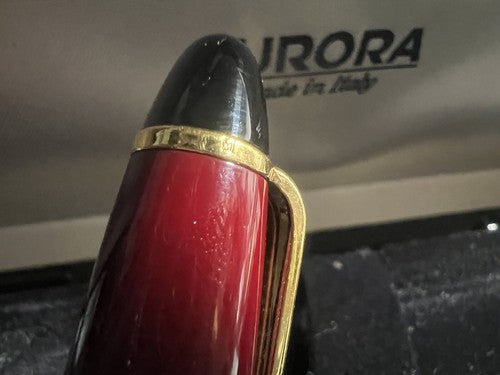 🔴 AURORA penna sfera Ipsilon rosso bordò profili dorati scrive con astuccio