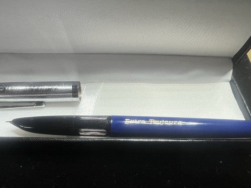 🔴 TOUJOURS penna stilografica BLU pistone placcata oro vintage