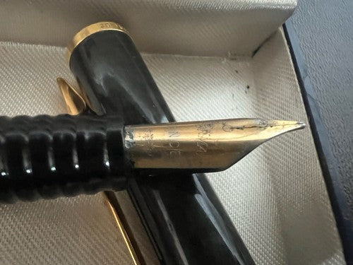 🔴 WATERMAN penna stilografica Laureat lacca GRIGIA pennino F sfera CANNA FUCILE