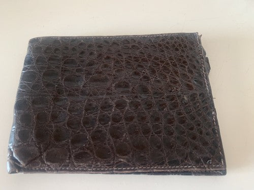 🔴 PORTAFOGLIO ARTIGIANALE uomo vera pelle COCCODRILLO, vintage