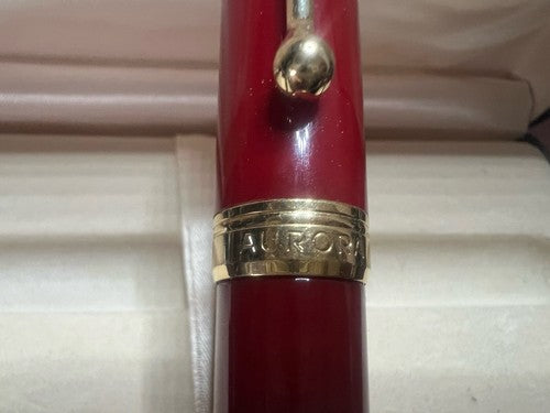 Aurora Stylo-Plume Sphère D72 Résine Rouge Profils Or Recharge Roller Avec Cas