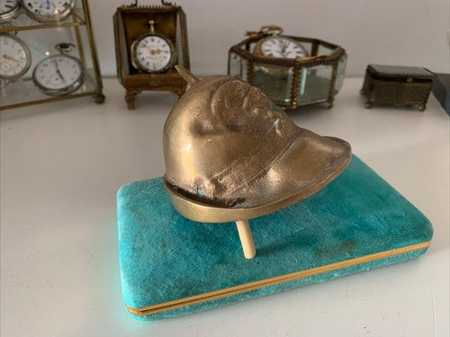 🔴 ALPINE Briefbeschwerer, massive Bronzeskulptur, dreidimensionale Vintage-Schreibtischfigur 