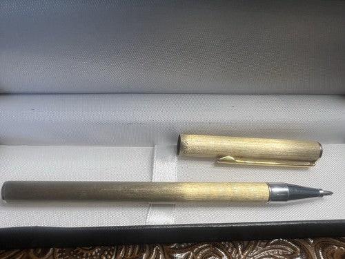 🔴 KARNAK 50 penna sfera satinata dorata profili lucidi scrive vintage