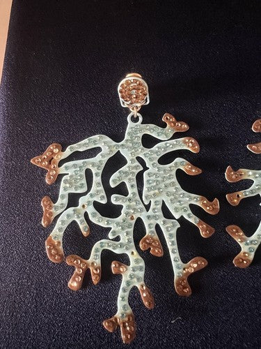 DEA GIOIELLI Boucles D'Oreilles en Argent Laminé Or Branches D Coraux
