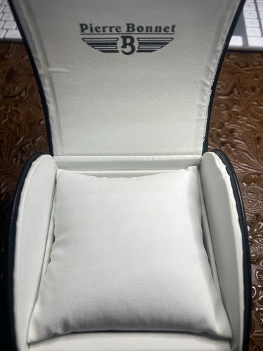 🔴 PIERRE BONNET box scatola orologio cronografo pelle bianchi completa