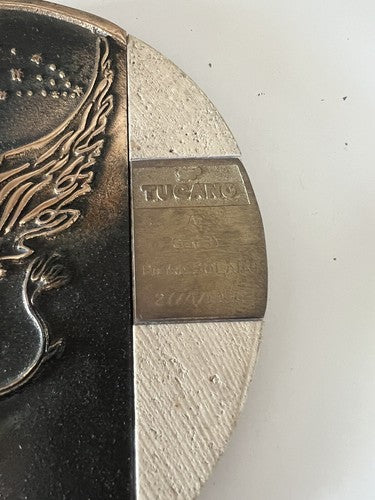 🔴 Militärwappen 28 TUCANO als Basrelief aus massivem Messing für Vintage-Wanddekoration 