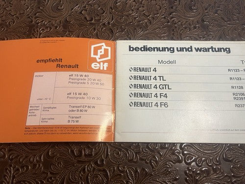 Renault 4 Booklet Car Use and Maintenance Tongue Germany Original Vintage