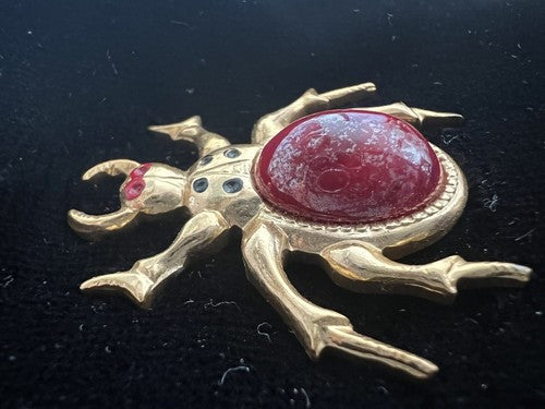 🔴 SCARABEO custodia occhiali donna fodero velluto seta pietra a rilievo vintage