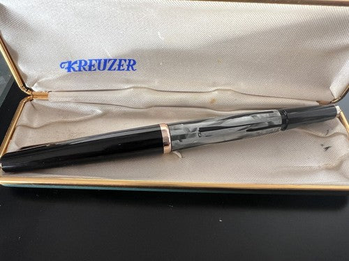🔴 KREUZER penna stilografica celluloide marmorizzata a pistone Germany vintage