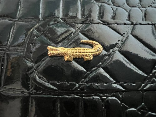 Cigarettes Noir Effet Crocodile Rigide Avec Fente pour Ceinture Vintage
