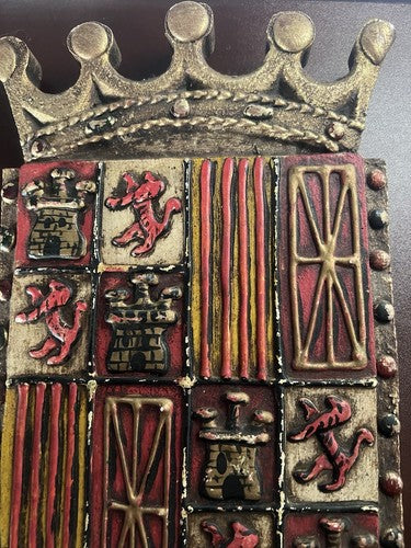 🔴 Wappen AQUILA SAN JUAN Diktator Fraco Schild Holz Vintage 1940 h 32