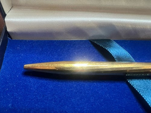 Waterman Stylo-Plume Sphère Torsadé Plaqué Or Facettes Avec Trousse Vintage