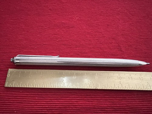 🔴 Penna sfera ARGENTO MASSICCIO 925 onde bassorilievo guillocchè scatto 25