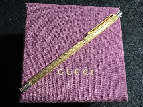 🔴 GUCCI penna sfera dorata guillocchè mini da borsa RARA vintage