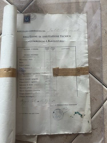 Diploma Appraiser Ragioniere With Stamp Stamps And Votes 23 July 1924