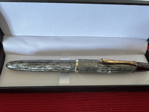 Excelsior Stylo-Plume Stylo à Plume Celluloïd Marbré Piston Vintage Text 