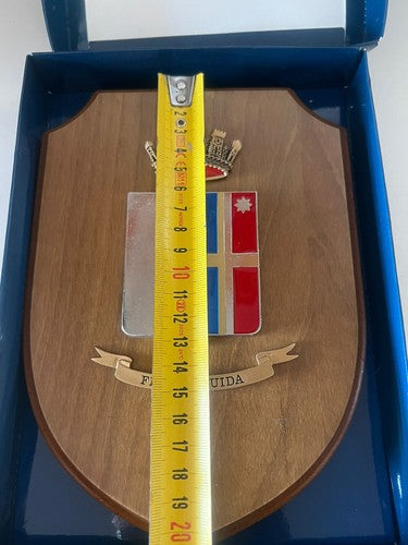 🔴 Crest militare FERMA GUIDA scudo legno con metallo e smalti rilievo vintage