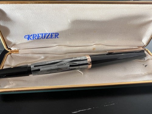 KREUZER Füllfederhalter Marmorierte Zelluloid Mit Kolben Germany Vintage