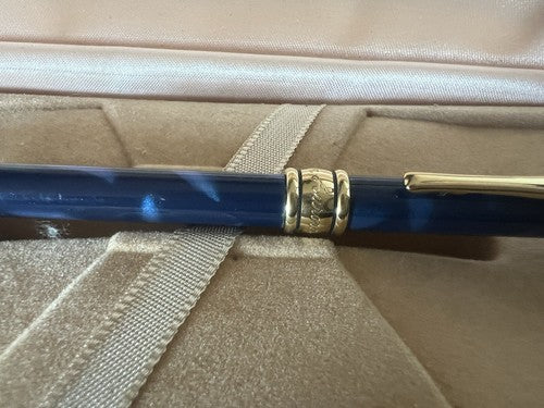 Aurora Stylo-Plume Sphère Magellano Laque Bleu Marbré Écrit Vintage Hauteur 