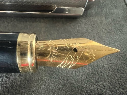 🔴 TAGAMET fountain pen SOLID 925 SILVER guilloche HEAVY WEIGHT writes 
