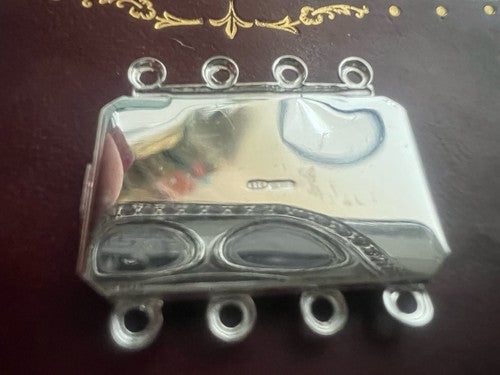 🔴 ARGENTO chiusura collana gancio 4 fili con pietre disegno a righe piramidi