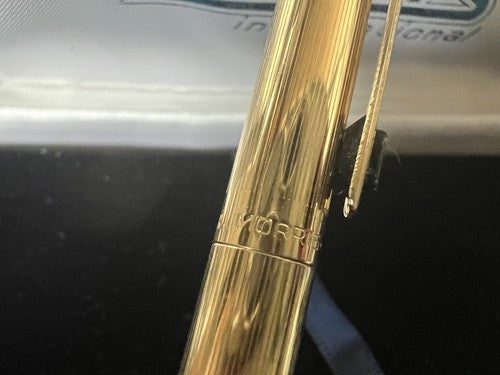 🔴 MORRIS penna sfera placcata oro 18 KT con piccoli segni erosione vintage