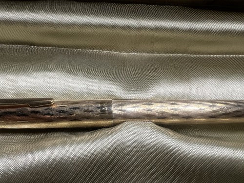 Lalex Stylo-Plume Sphère Plaqué Or Et Ciselé Boîte Écrit Italienne Vintage