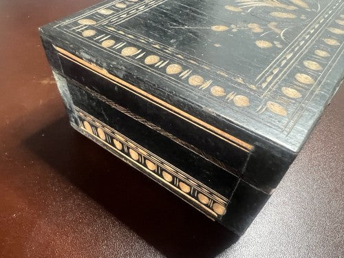 🔴 Scatola legno INTARSIO cofanetto con serratura 19x11,5 altezza 6 cm vintage