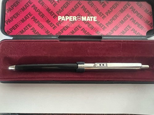 Papermate Stylo-Plume Sphère Noire Chrome Écrit Avec Boîte Vintage non Utilisé