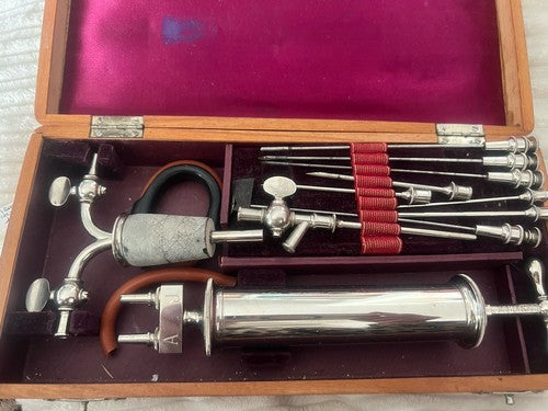Vintage 1800 Medical Chest Aspirator Doctor Pleura Lungs Case