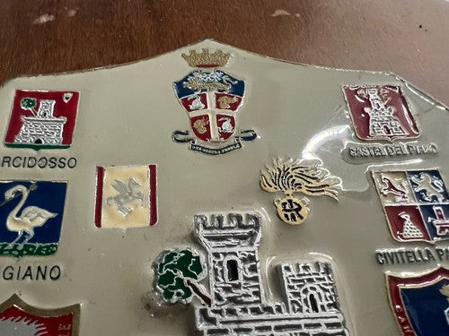Wappen Association Nationale Carabinieri Bouclier Bois Poli Métal Hauteur 24
