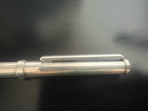 Nova Stylo-Plume Sphère Plaqué Argent Mille Rayures Mécanisme À Rotation Écrit