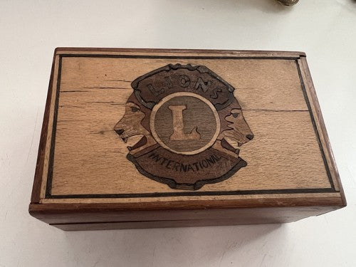 🔴 Lions Club Mosaik-Box, handgefertigte Sarg-Vintage-Box 5 