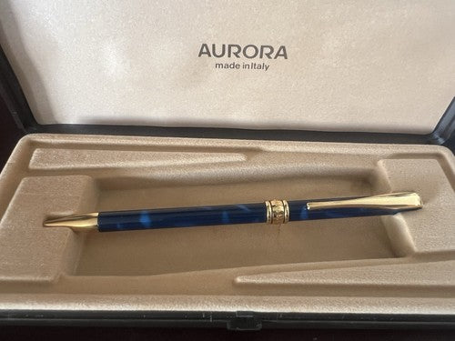 Aurora Stylo-Plume Sphère Magellano Laque Bleu Marbré Profils Doré Vintage I