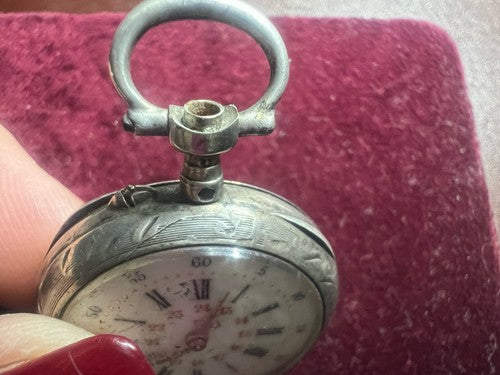Montre Poche Argent 800 Femme Levier-Dos De Examen Pièces Style Vintage 